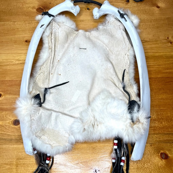 Native American Mandala Beads Feathers Skin Fur Wall Hanging Dream Catcher Rare - Picture 5 of 8